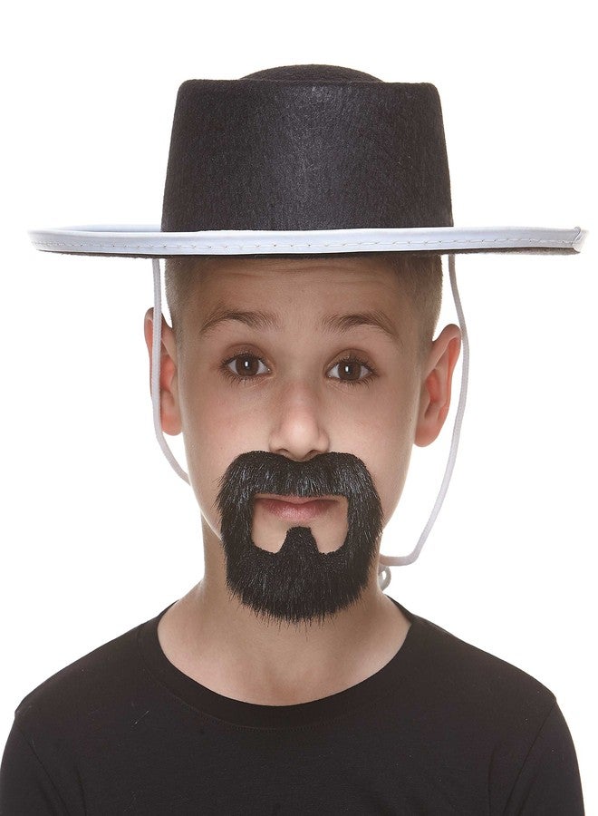 Mustaches Fake Beard, Self Adhesive, Novelty, Small Inmate False Facial Hair, Costume Accessory for Kids, Black Lustrous Color - Image 2